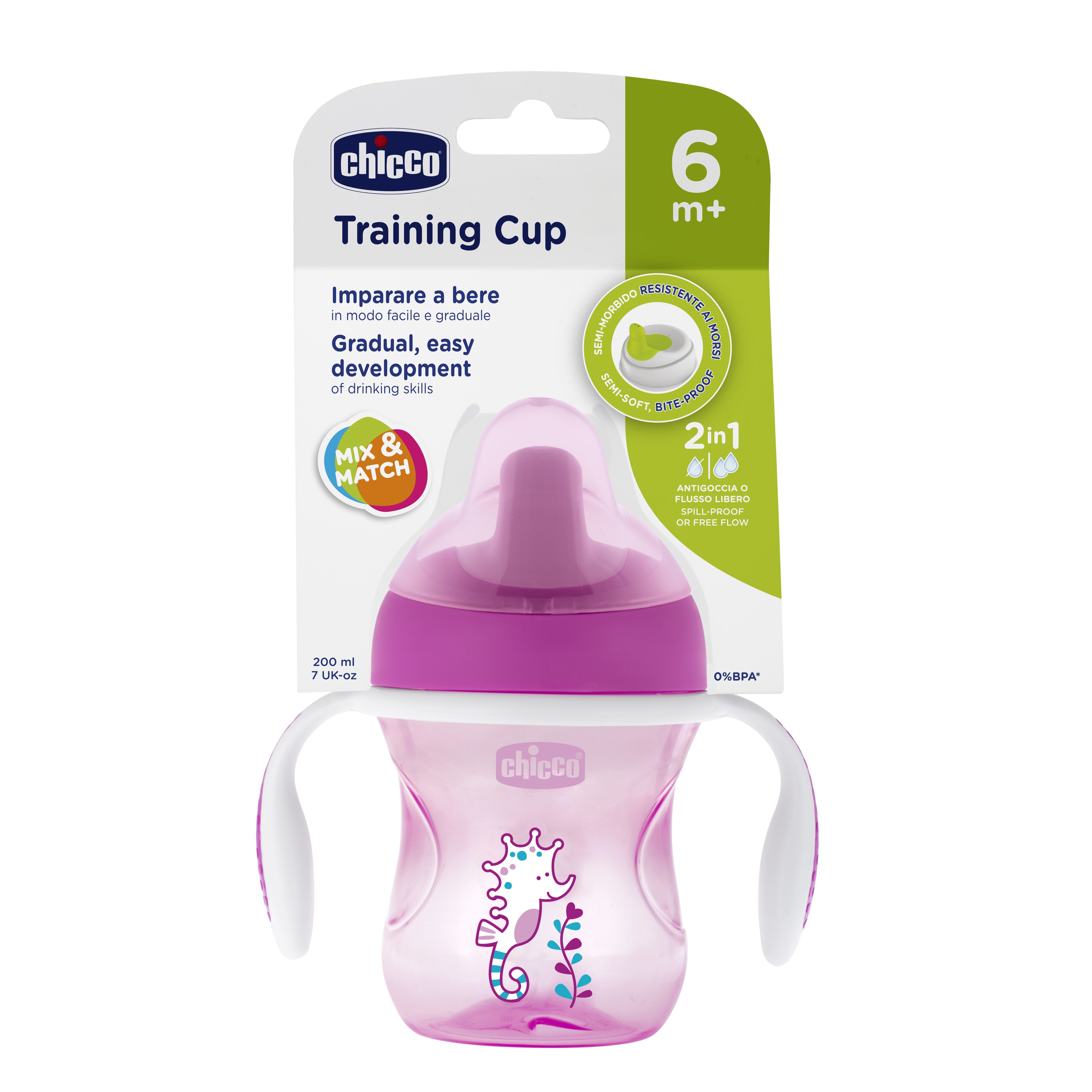 Поильник Chicco Transition Cup с носиком 200мл с 6месяцев Розовый - фото 2