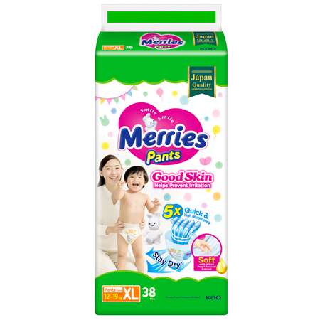 Трусики Merries Good Skin XL 12-19кг 38шт