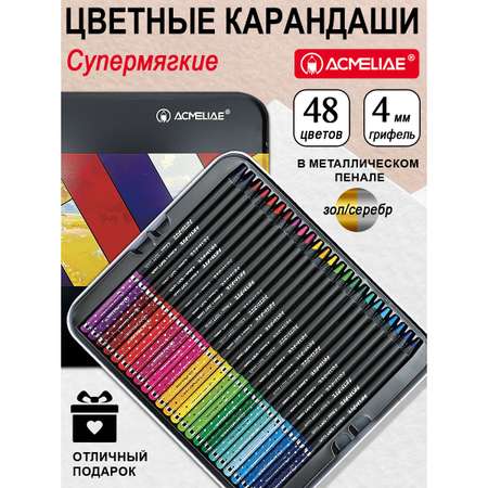 Набор цветных карандашей ACMELIAE Blackwood Artmate 48 цветов в металлическом футляре