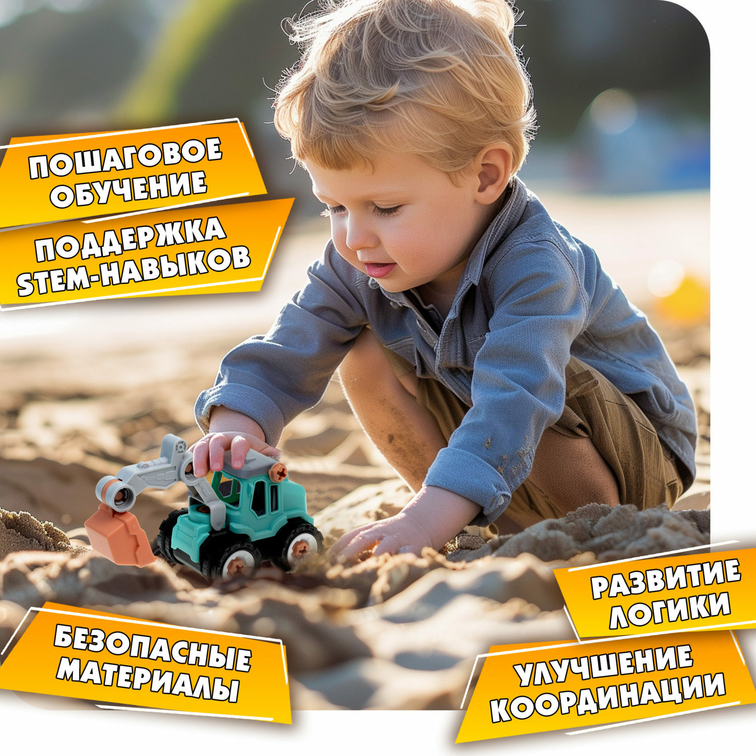 Экскаватор 1TOY Игрушка с отверткой Новостройка конструктор машинка 36 деталей - фото 4