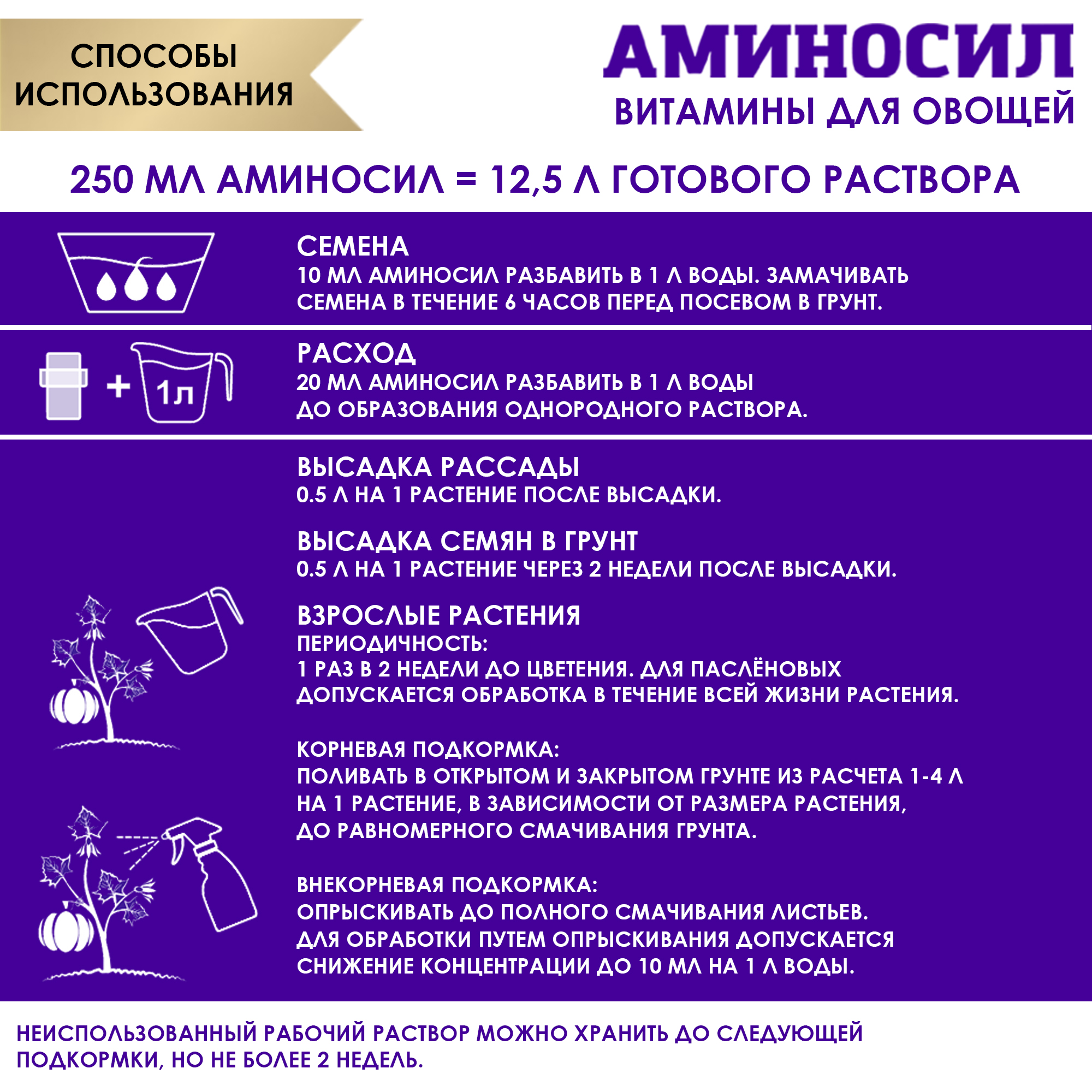 Витамины для овощей Аминосил концентрат 250 мл - фото 5