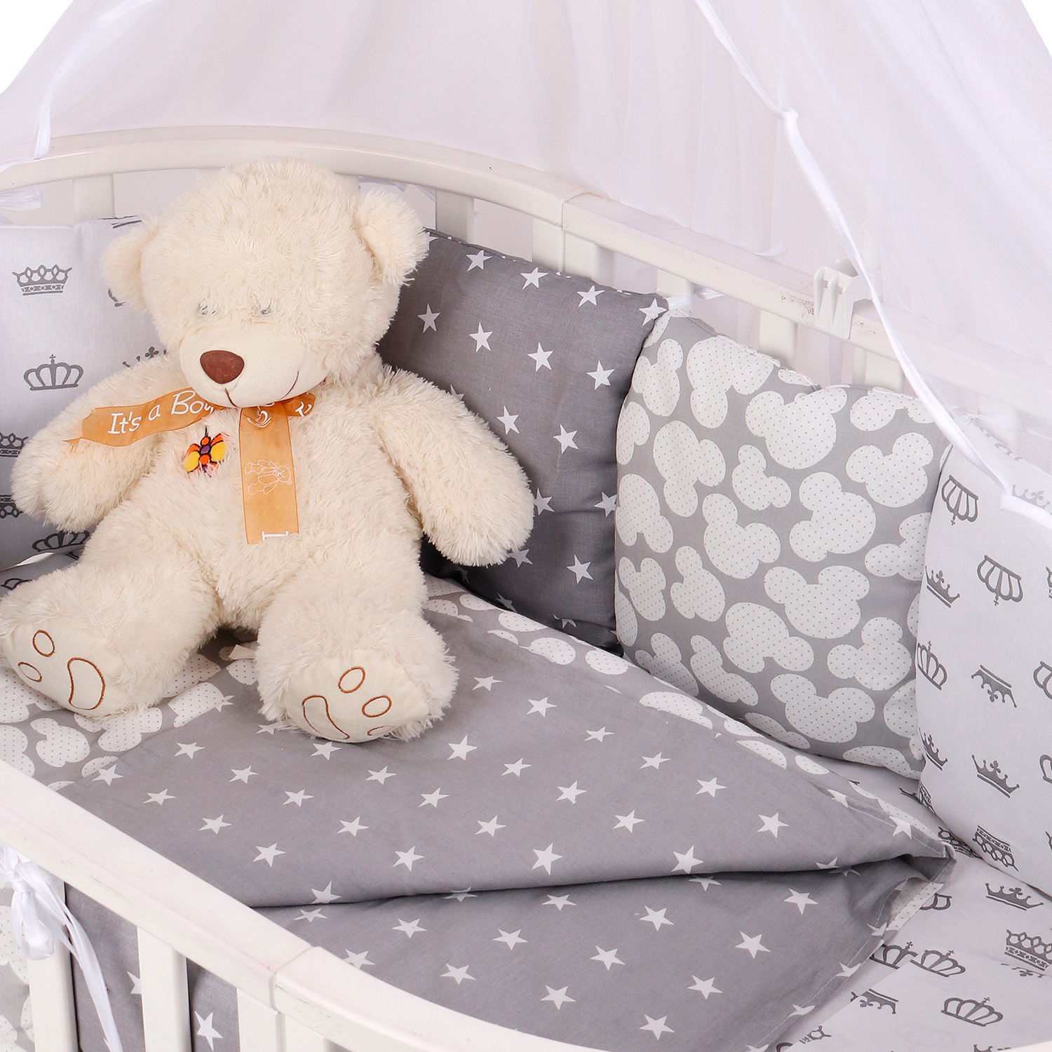 Комплект постельного белья Amarobaby Silver 7предметов Серый - фото 4
