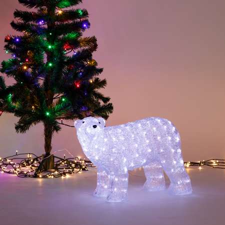 Фигура декоративная BABY STYLE Медведь акрил смотрящий налево LED холодный белый свет 38 см
