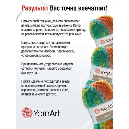 Пряжа YarnArt Ambiance полушерстяная 100 г 250 м 152 секционный 5 мотков