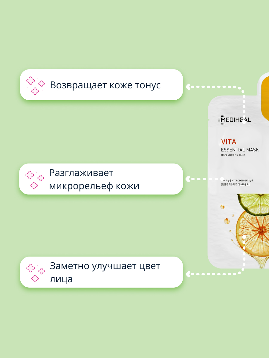 Маска тканевая Mediheal с экстрактами кожуры цитрусовых для сияния кожи 24 мл - фото 3