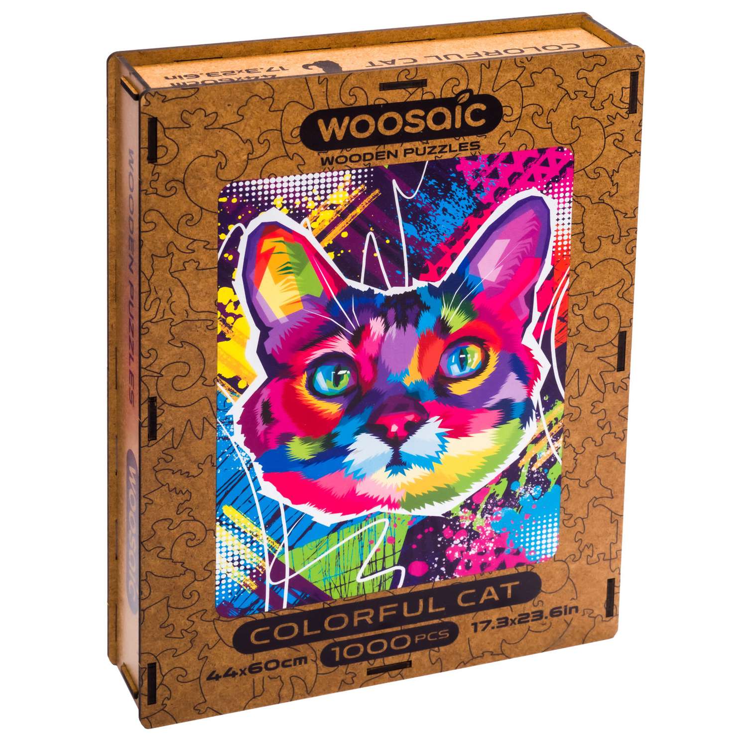 Пазл деревянный WOOSAIC Красочный кот 60x44 см 1000 деталей - фото 7