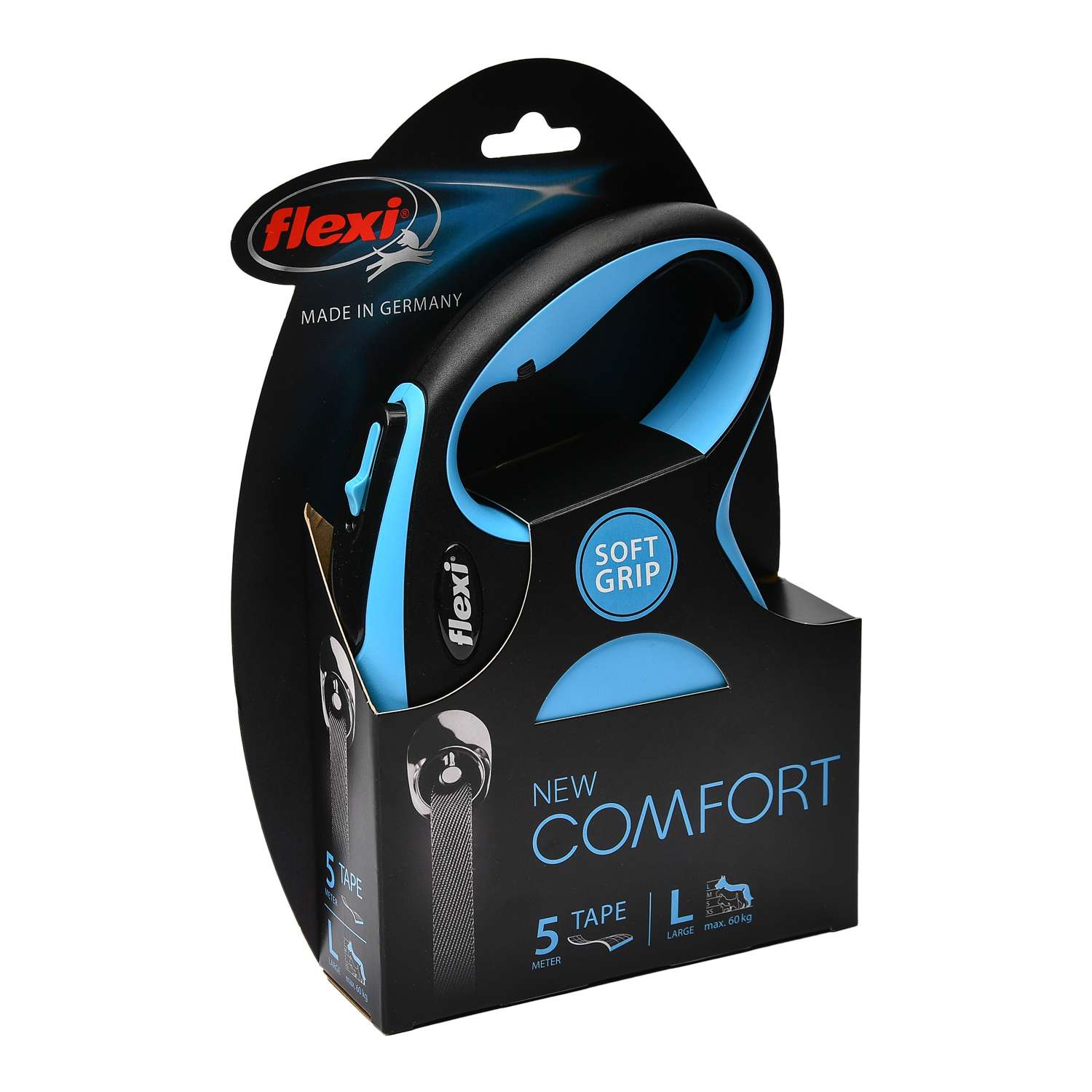 Рулетка Flexi New Comfort L лента 5м до 60кг Черный-Синий - фото 2