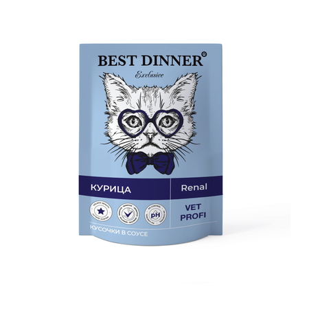 Корм для кошек Best Dinner 85г Exclusive Vet Profi Renal кусочки в соусе с курицей