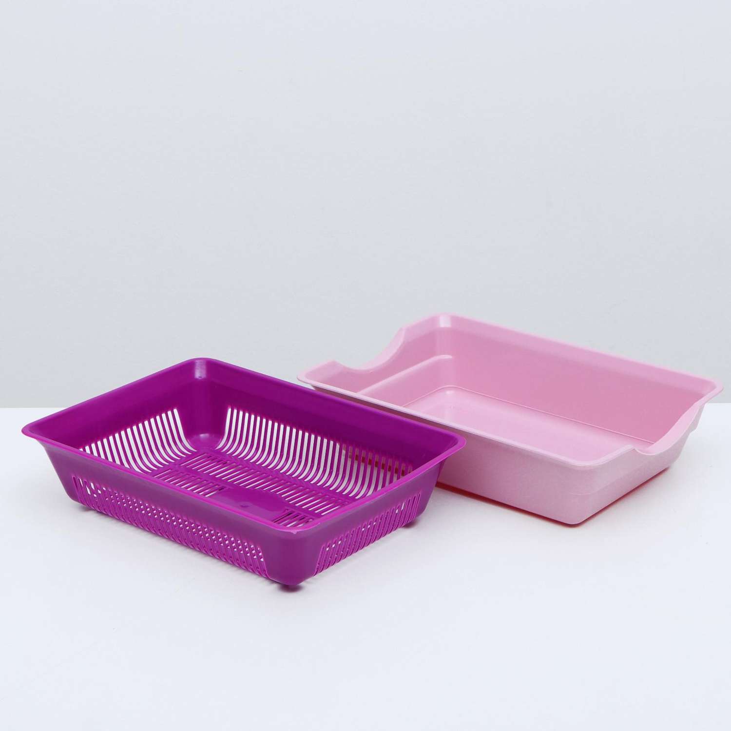 Туалет для животных Пижон глубокий с сеткой 36х25х9 см розовый/пурпурный - фото 5