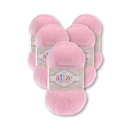 Пряжа для вязания Alize happy baby 100 гр 330 м aкрил мягкая детская 185 светло-розовый 5 мотков