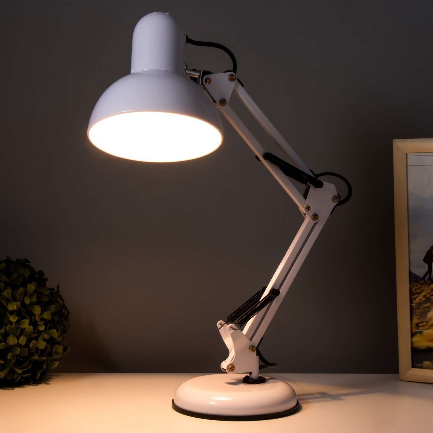 Лампа настольная Sima-Land Е27 на шарнирной подставке (220В) белая - фото 2