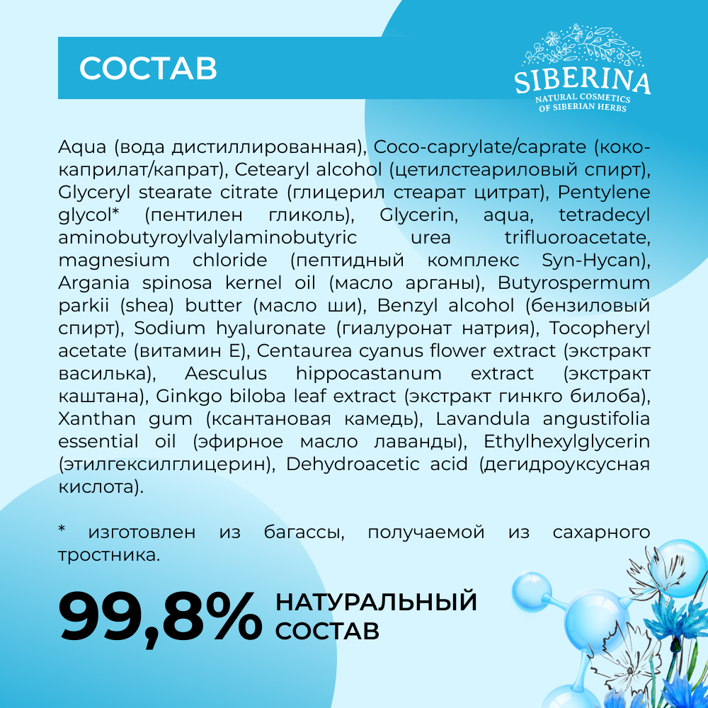 Крем для контура вокруг глаз Siberina натуральный антивозрастной гиалуроновый с пептидами 30 мл - фото 8