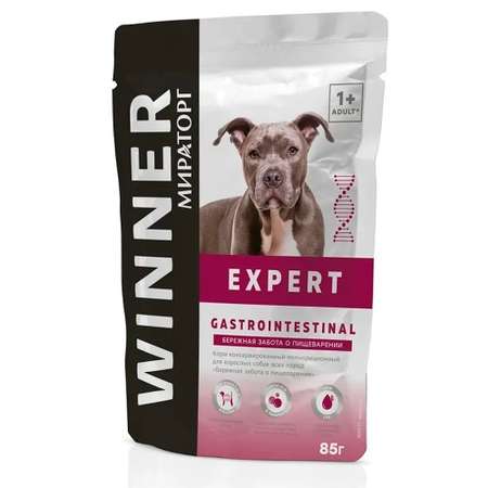 Корм консервированный WINNER полнорационный для собак всех пород забота о пищеварении 85 г