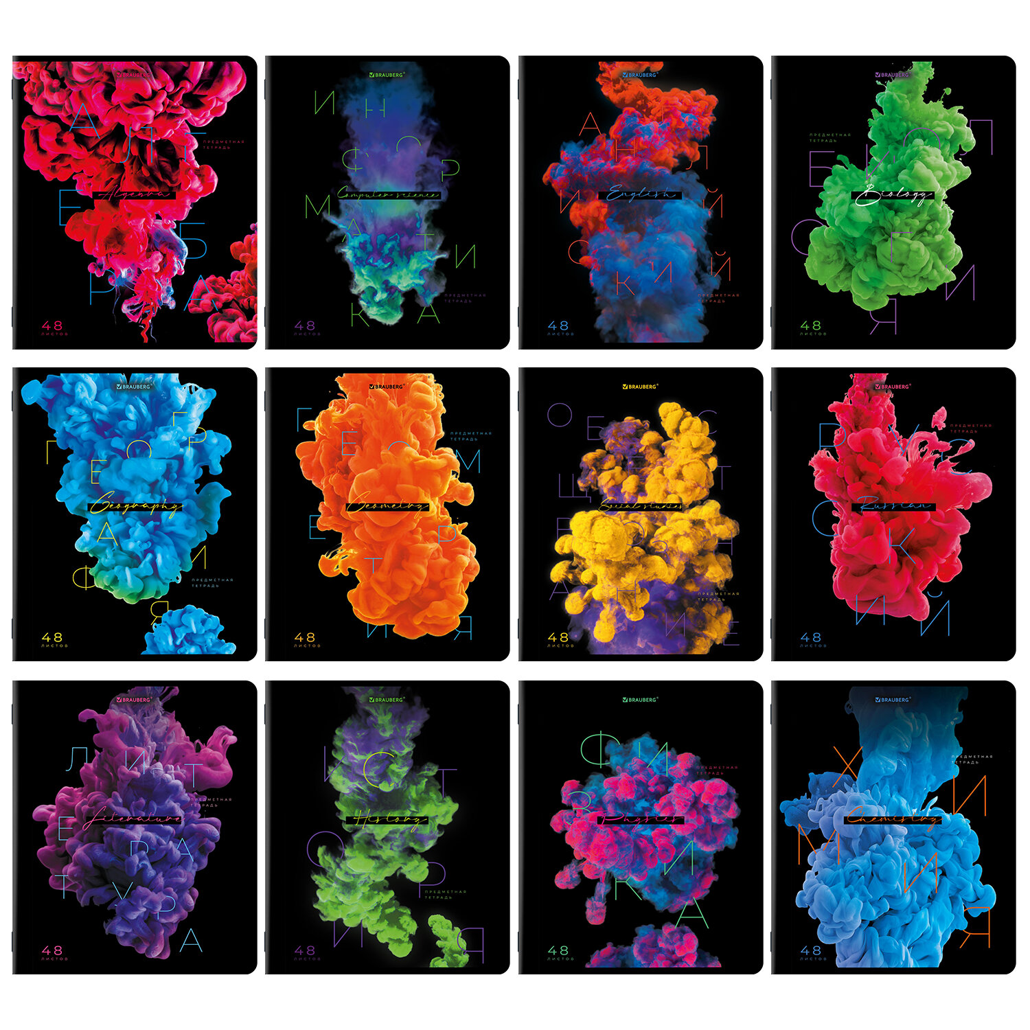 Тетради предметные Brauberg набор 48 листов в клетку и линейку 12 штук - фото 6