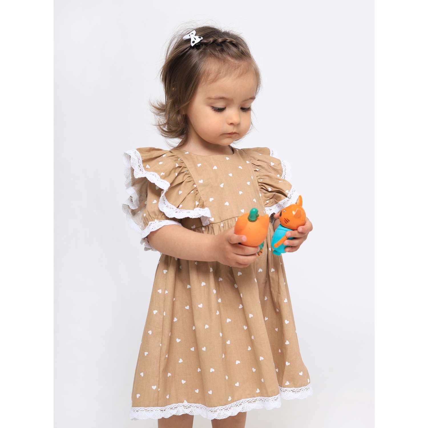 Платье BabyDreams ПД_2/бежевое платье с сердечками - фото 6