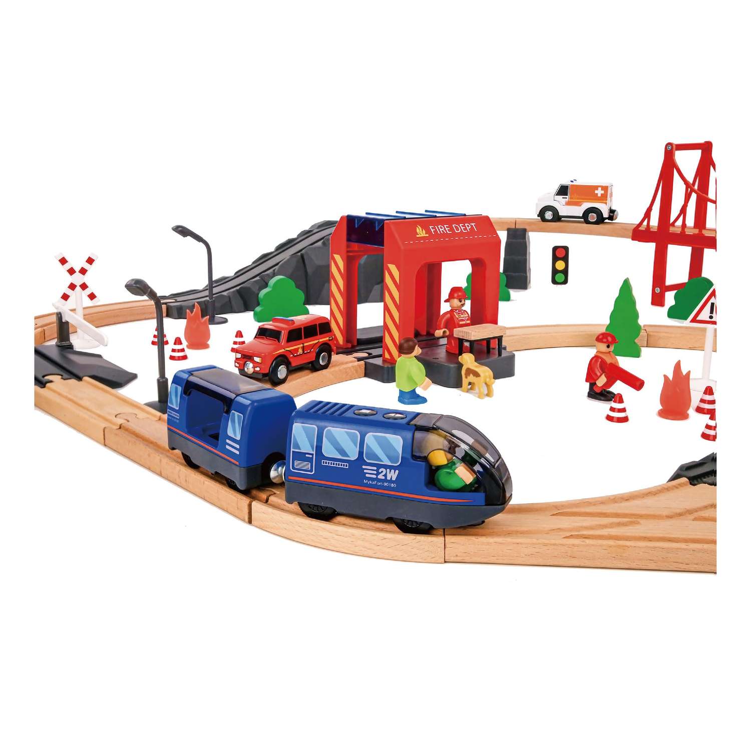 Железная дорога Tooky Toy Деревянная 70 элементов TH683 TH683 - фото 3