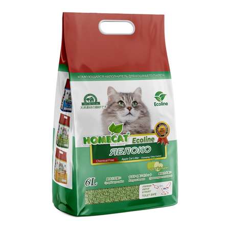 Наполнитель для кошек Homecat Ecolineс Яблоко комкующийся 6л