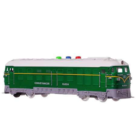 Поезд ABTOYS локомотив зеленый пластмасовый фрикционный свет звук