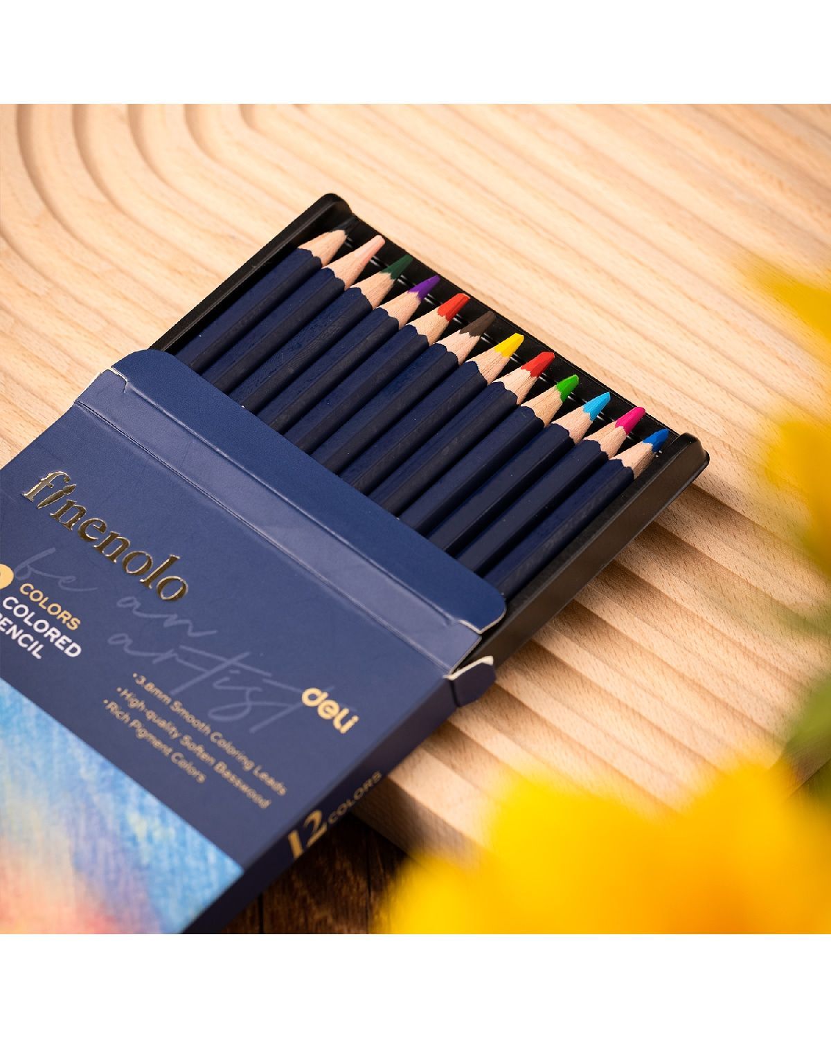 Набор цветных карандашей Finenolo 12 цветов в картонной упаковке - фото 6