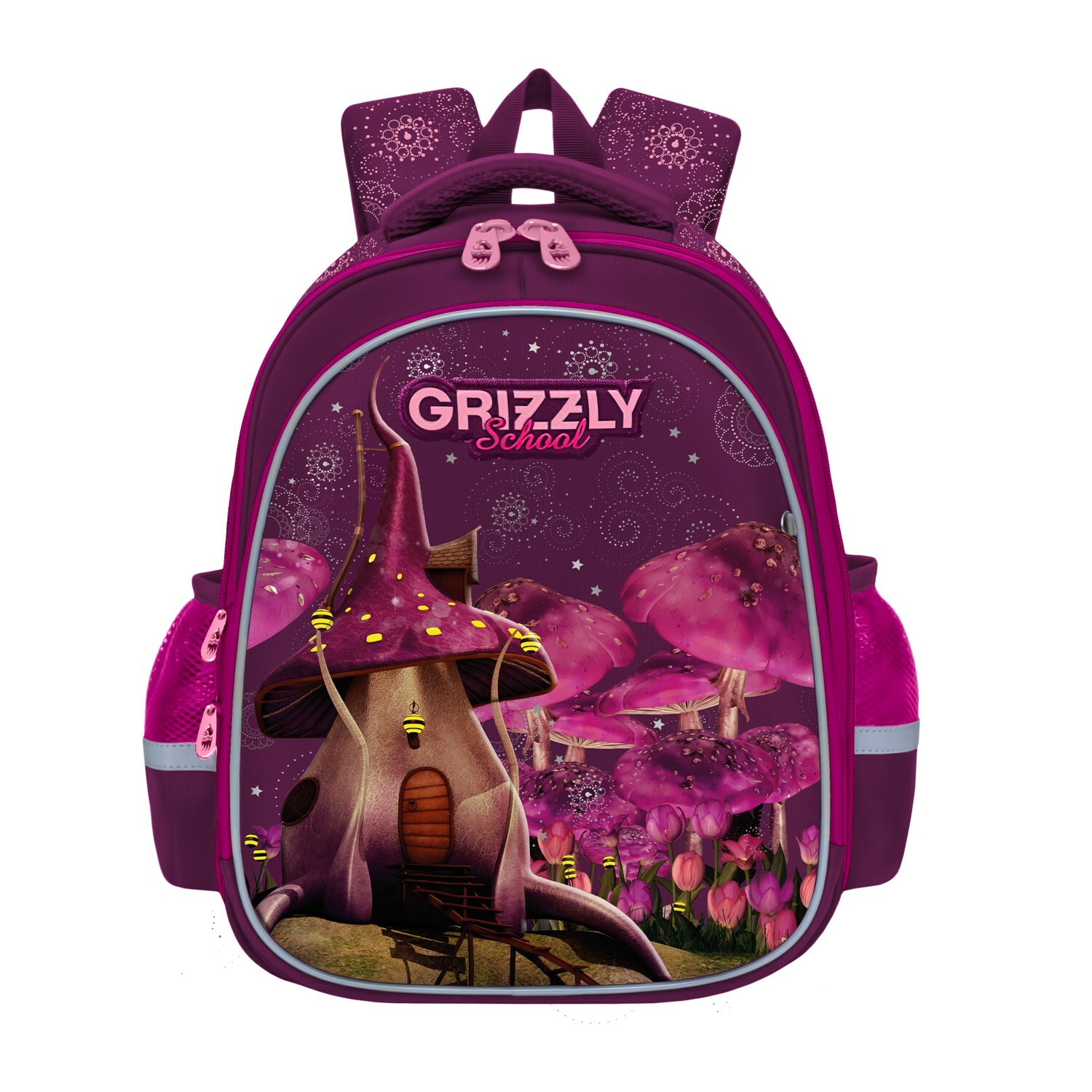 Рюкзак школьный Grizzly Грибок Фиолетовый RAz-086-7/1 - фото 1