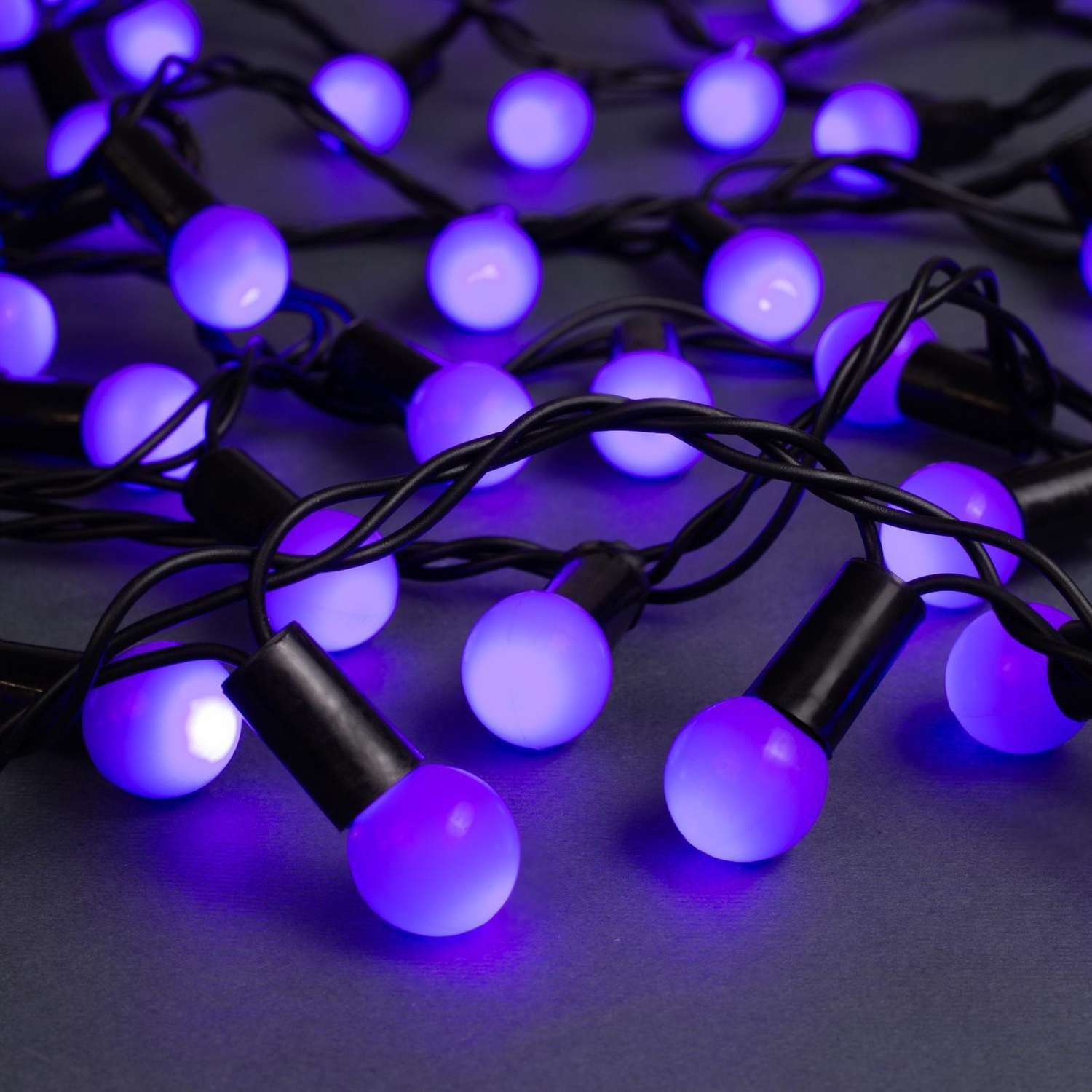Гирлянда Luazon «Нить» «Шарики 1.5 см» IP44 тёмная нить 100 LED свечение фиолетовое 8 режимов 220 В - фото 2