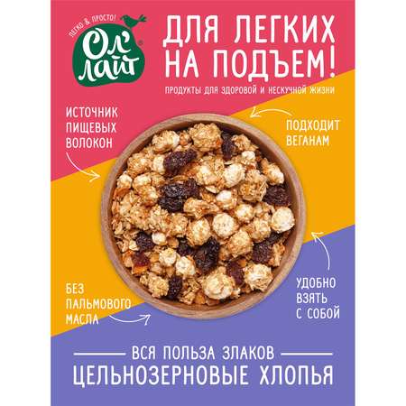 Гранола ОлЛайт Jumbo медовая с попкорном и изюмом 40г