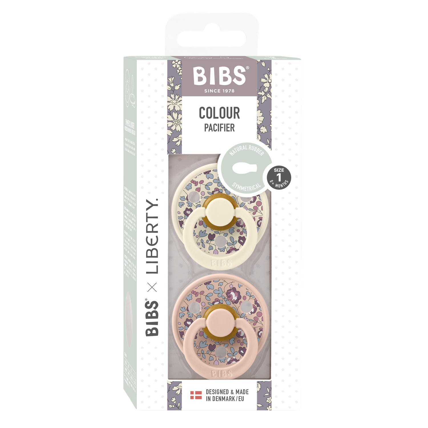 Набор 2 шт. Соска-пустышка BIBS Liberty Colour Symmetrical Eloise Ivory/Blush 0+ месяцев - фото 2