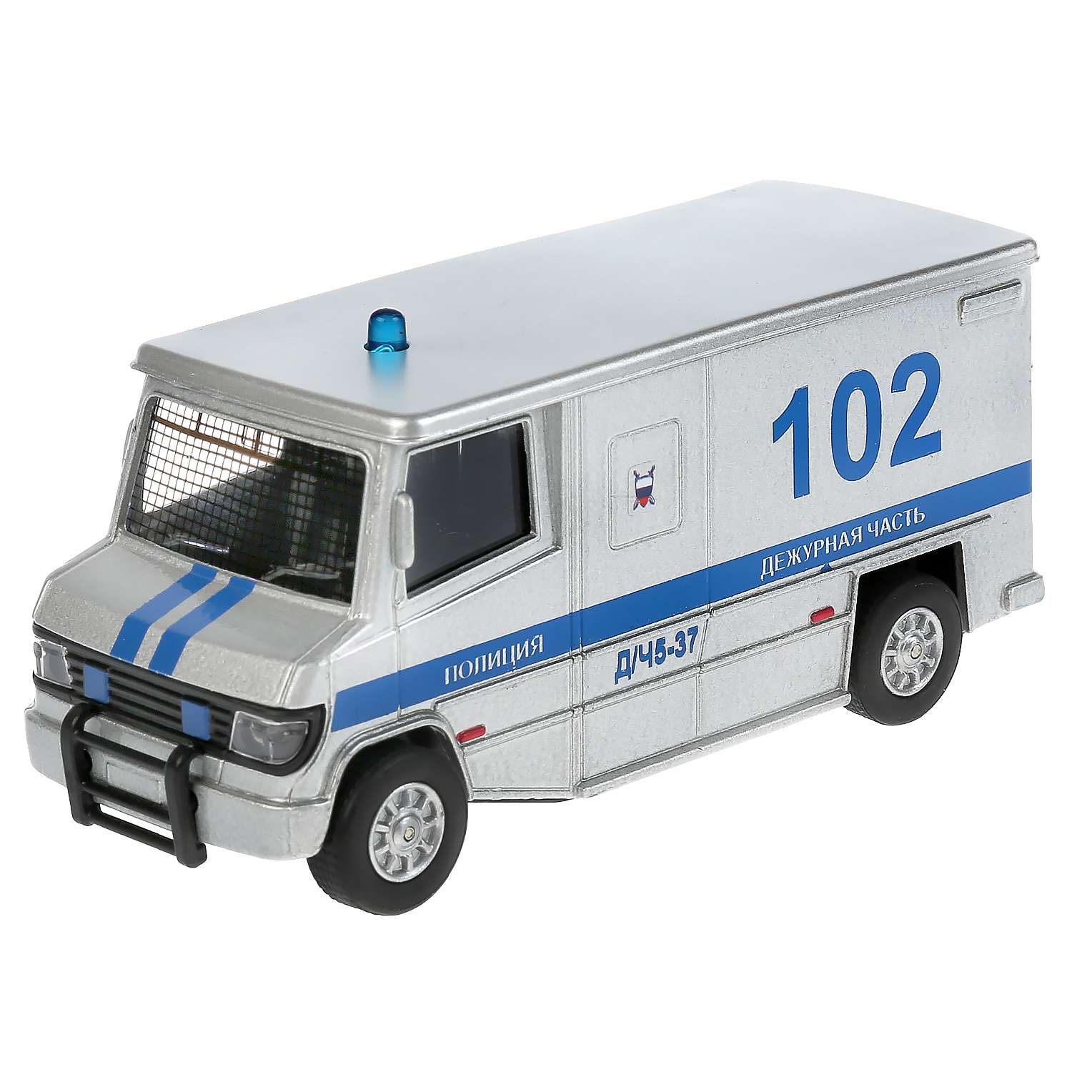 Металлическая машина ТЕХНОПАРК Фургон Полиция 14 см открываются двери багажник инерция свет звук 298510 - фото 3