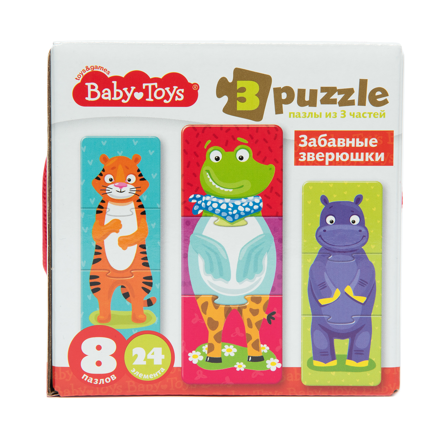 Пазлы Baby Toys Тройные Забавные зверюшки 24 эл 4772