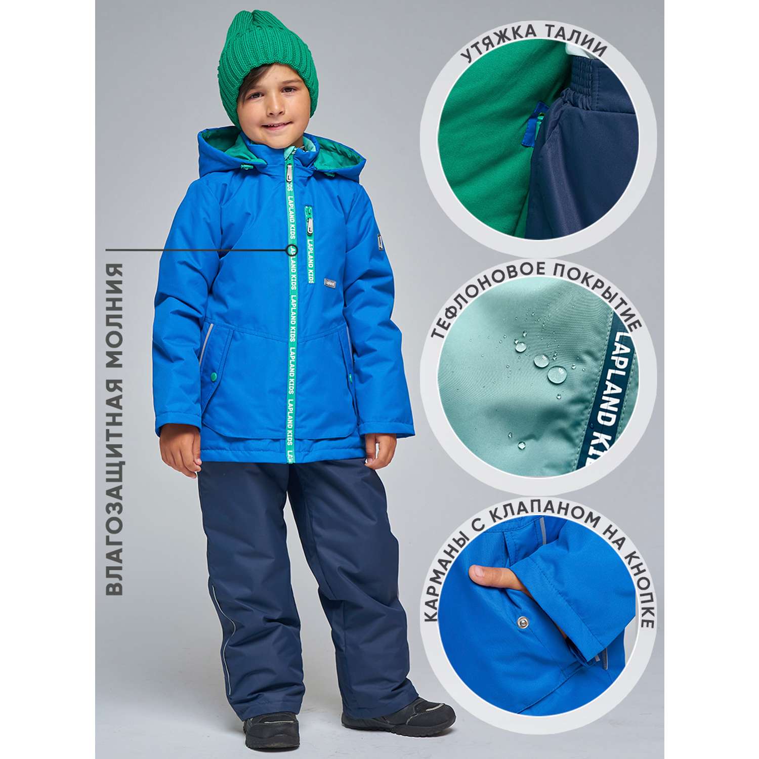 Куртка+Брюки Lapland КМ16-9Однотон-р/Синий-зеленый - фото 4