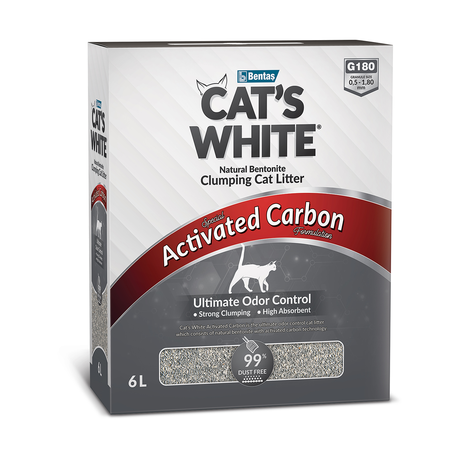 Наполнитель для кошек Cats White Box комкующийся с активированным углем 6л - фото 1