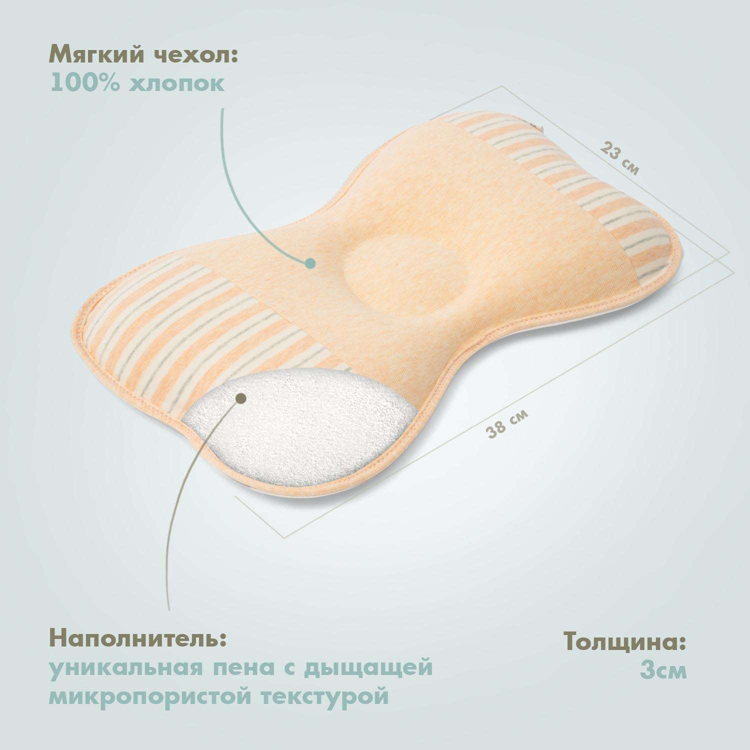 Подушка для новорожденного Nuovita Neonutti Fiaba Dipinto Персиковая - фото 6