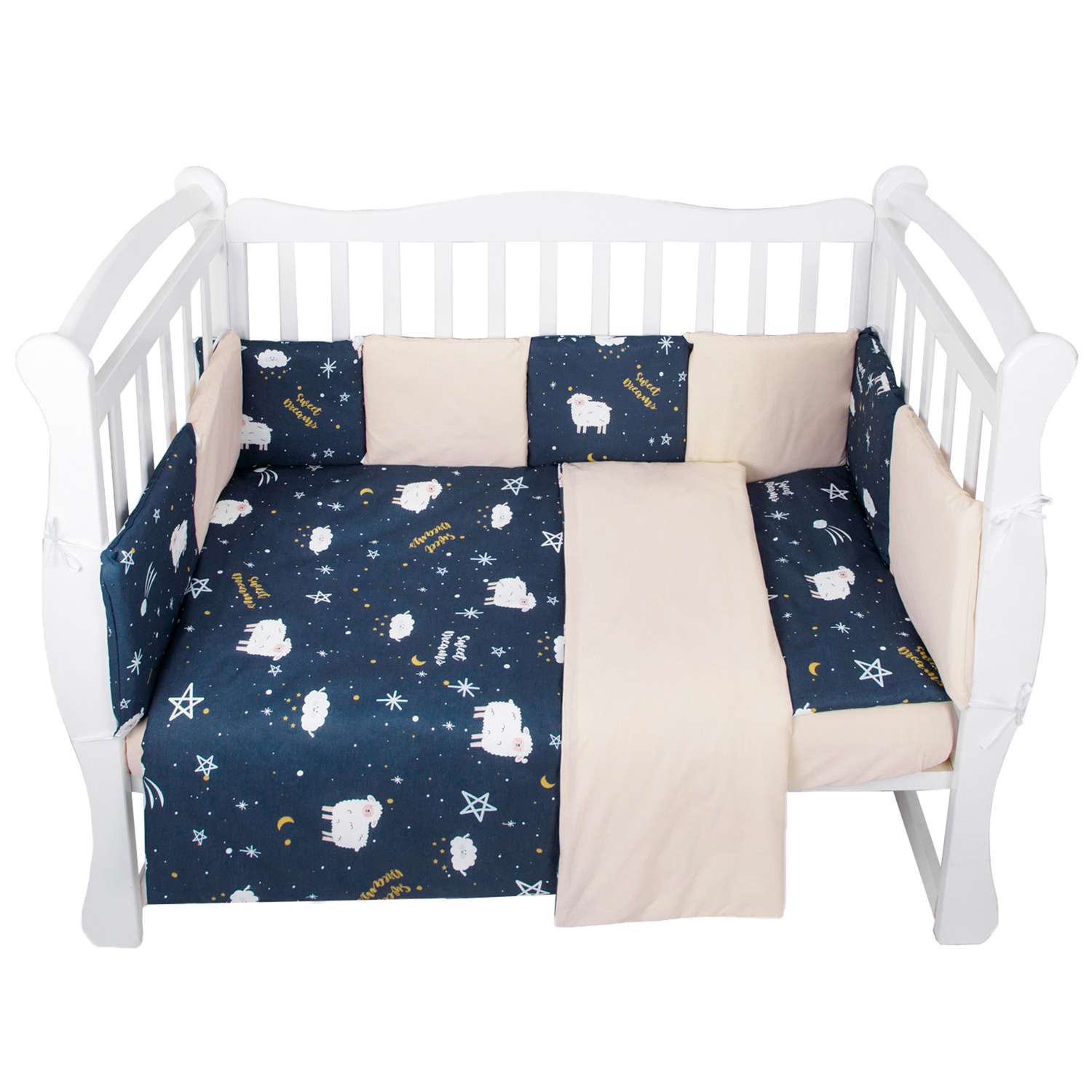 Комплект в кроватку AmaroBaby 15 предметов: 3+12 подушек-бортиков Galaxy синий - фото 1