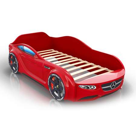 Кровать машина детская ROMACK Baby красная 150*70 см с матрасом подсветкой фар и чехлом