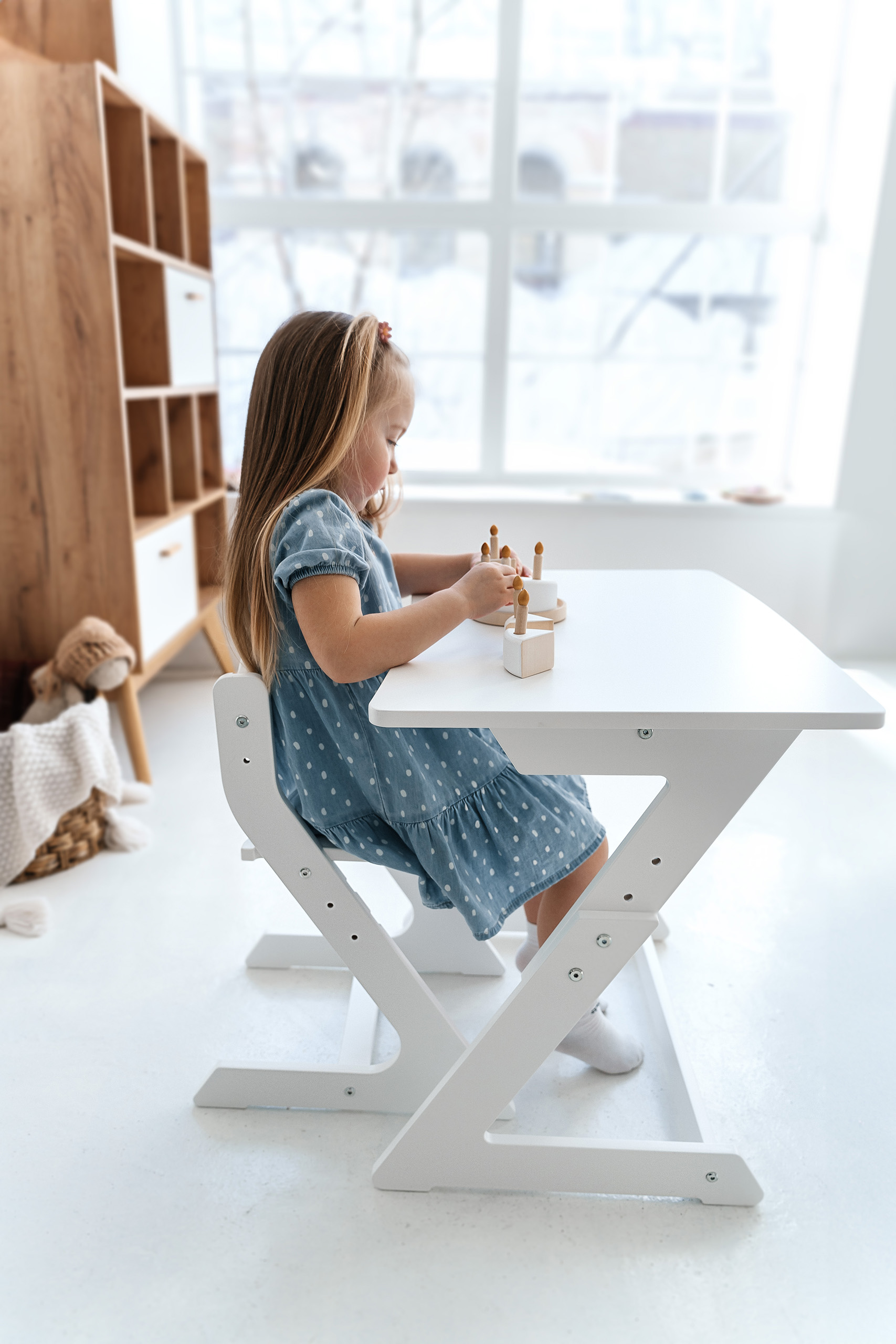 Детский растущий стол и стул Коняша белый - фото 4