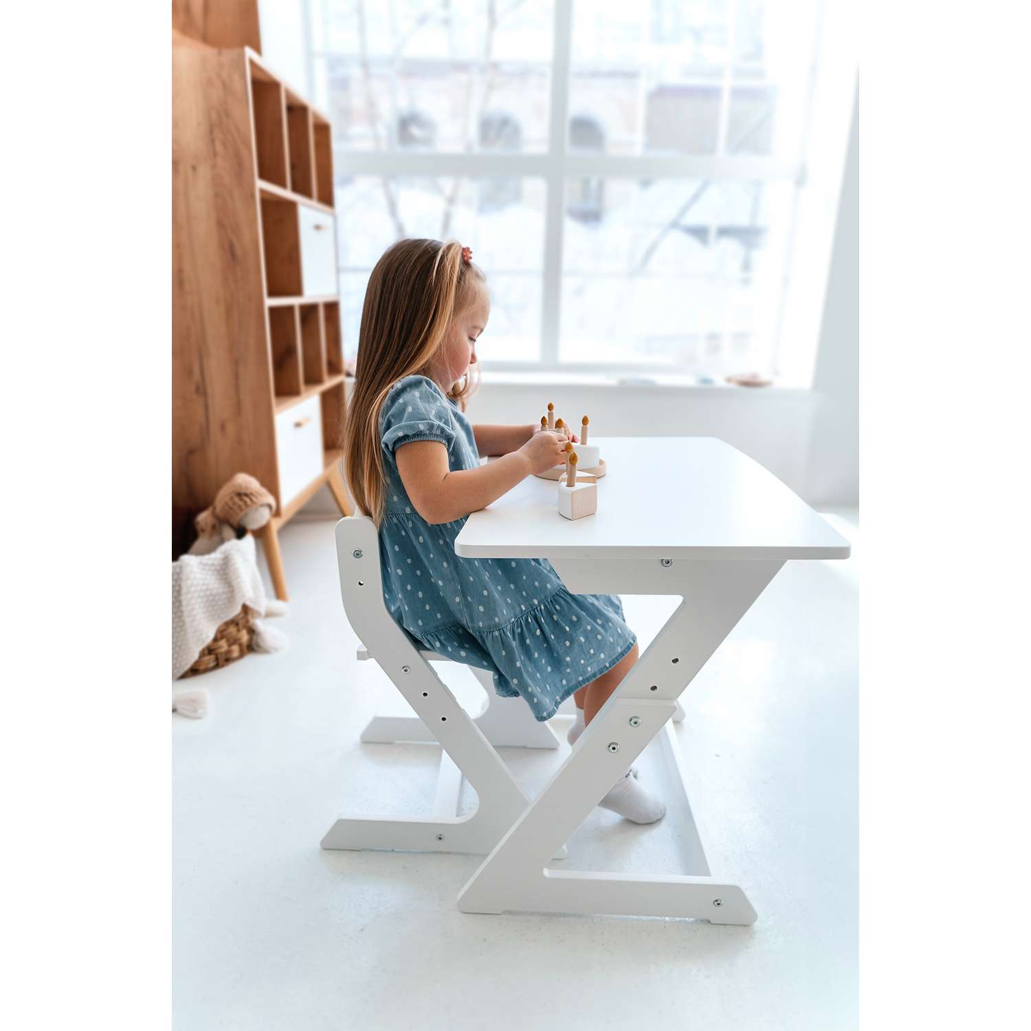 Детский растущий стол и стул Коняша белый - фото 4
