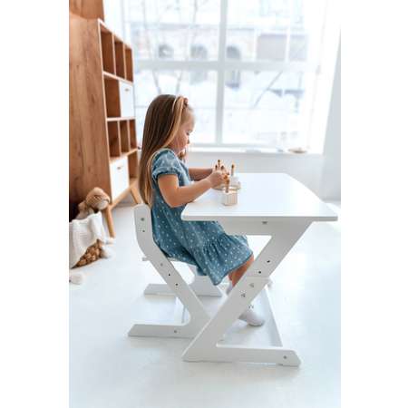 Детский растущий стол и стул Коняша белый