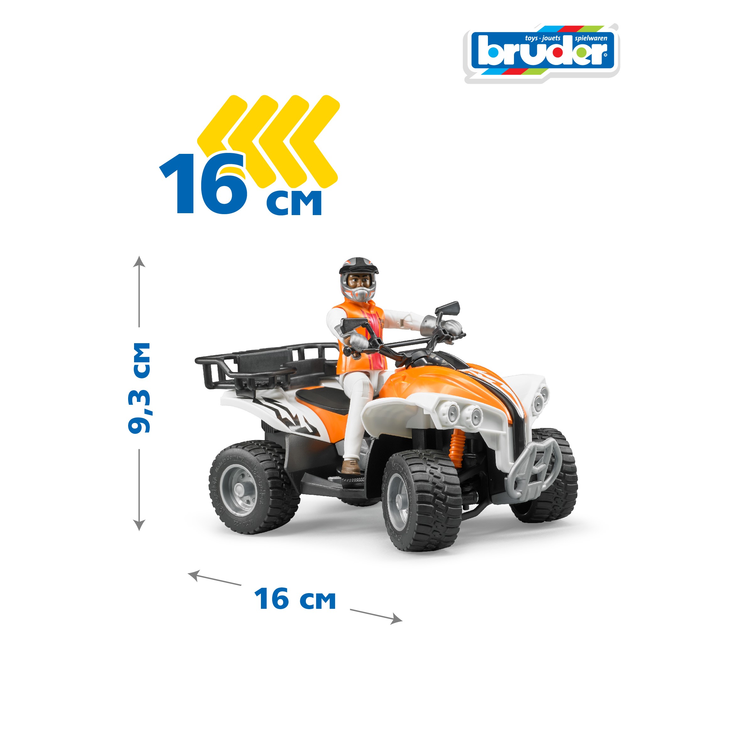 Квадроцикл Bruder 1:16 фрикционный желтый 63-000 - фото 2