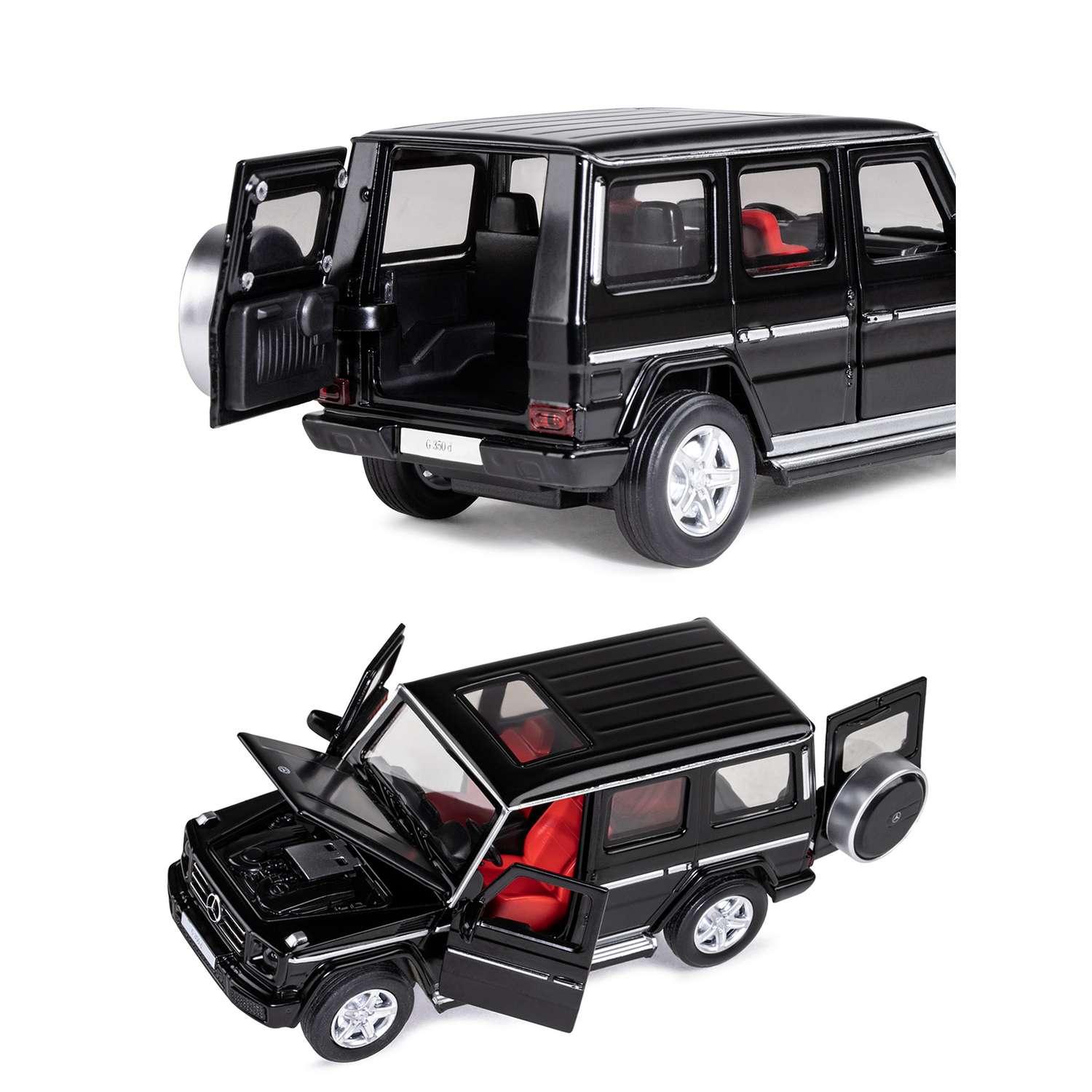 Машинка металлическая АВТОпанорама Игрушка детская 1:32 Mercedes-Benz G350d черный открываются капот передние и задние двери JB1200188 - фото 8