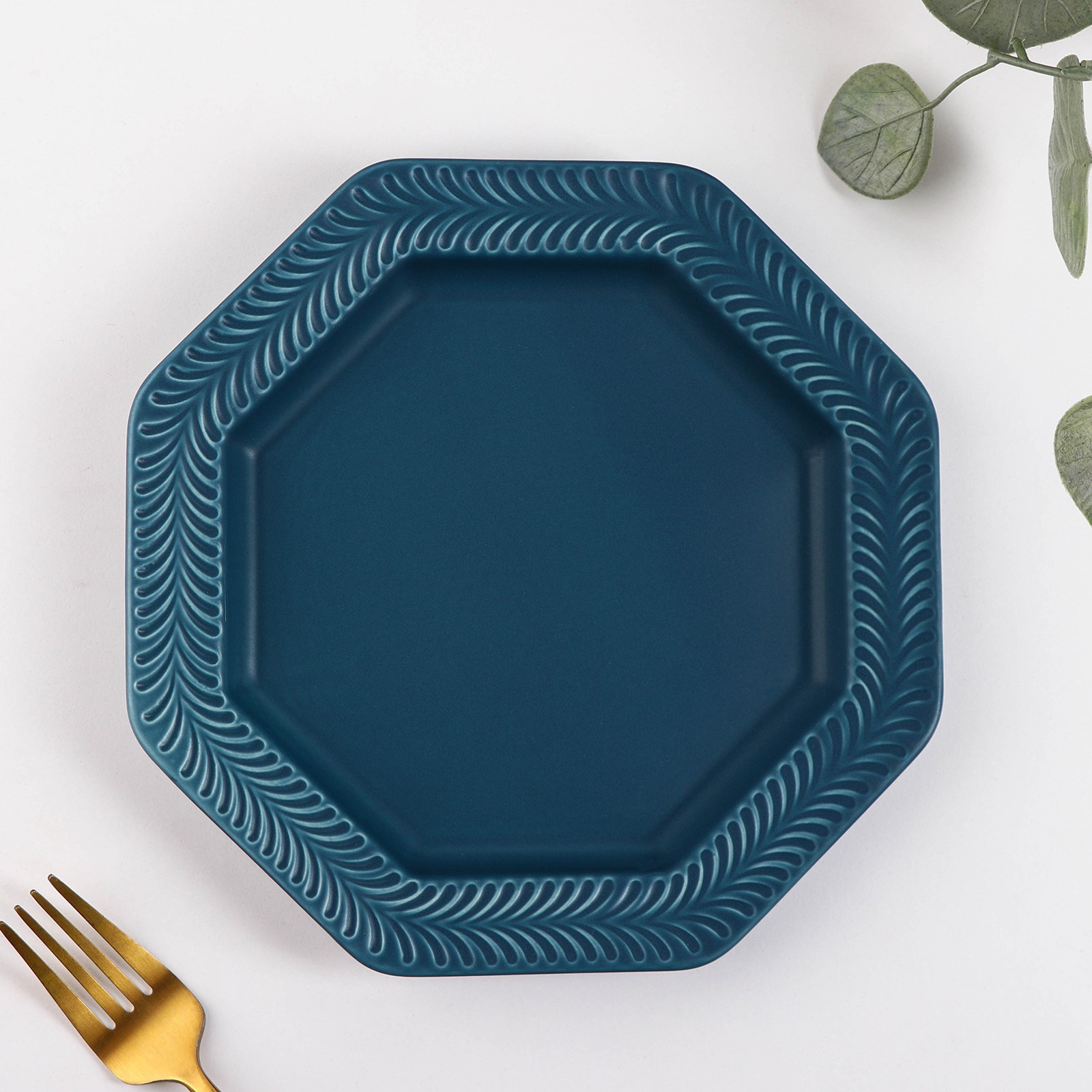 Тарелка Sima-Land керамическая обеденная «Морская гладь» d=21 см цвет синий - фото 1