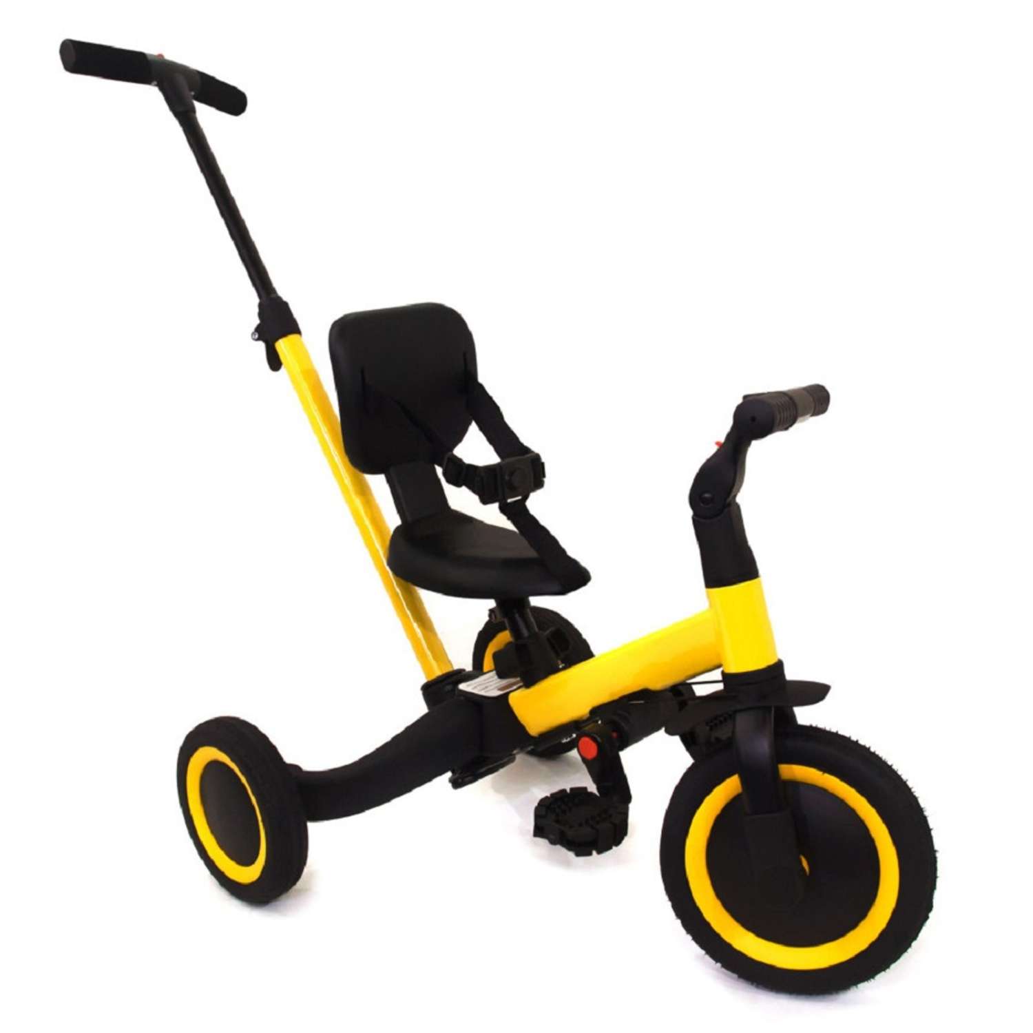 Беговел-велосипед R-Wings детский 4в1 с родительской ручкой желтый - фото 5