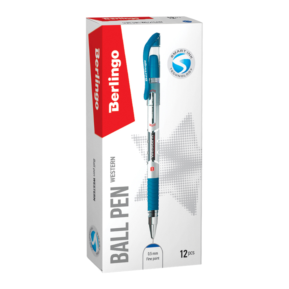 Ручка шариковая Berlingo Western синяя 05мм грип набор 12 шт - фото 2