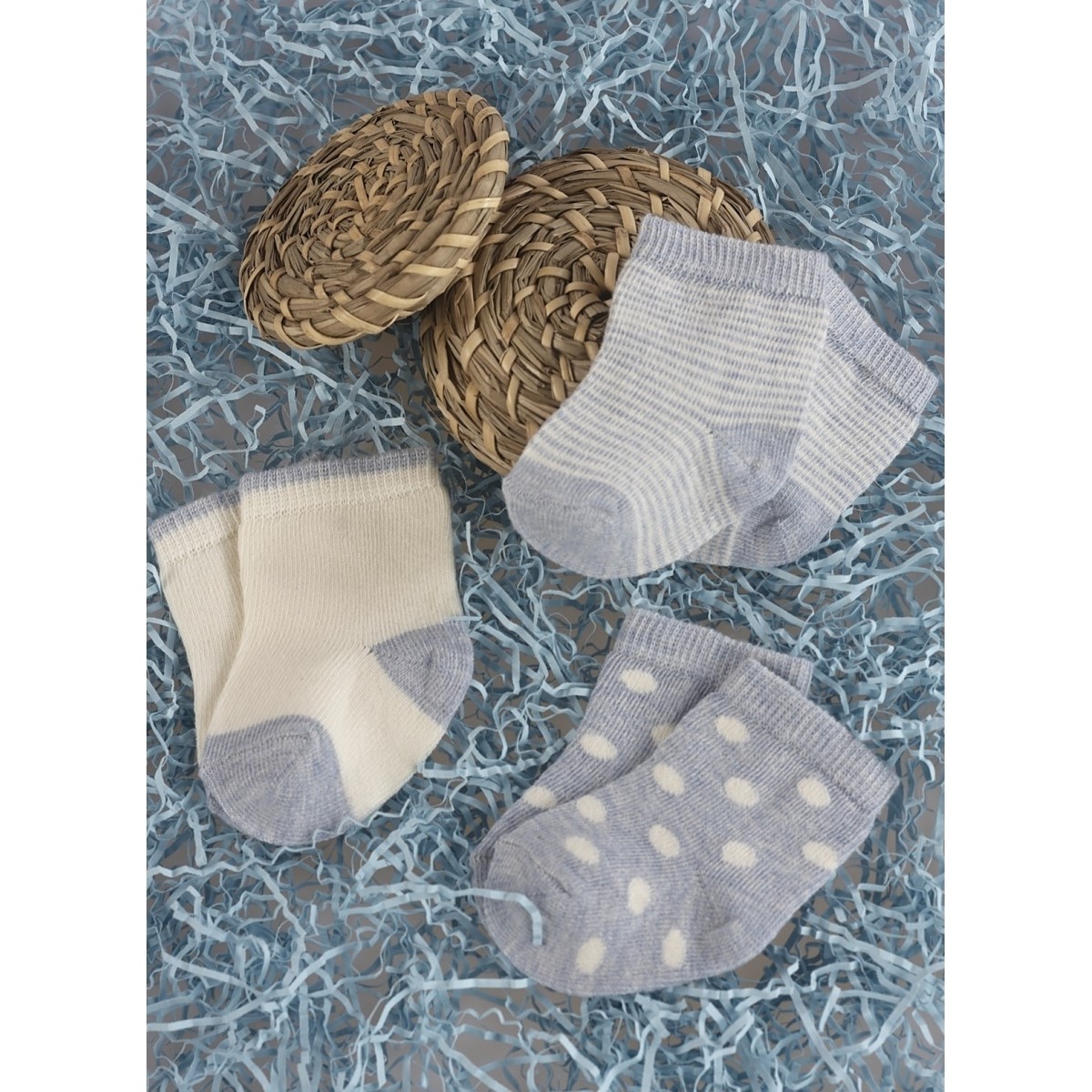 Носки 3 пары Olay Socks 02-MB0016-52/голубой/молочный/горох/полоска - фото 2