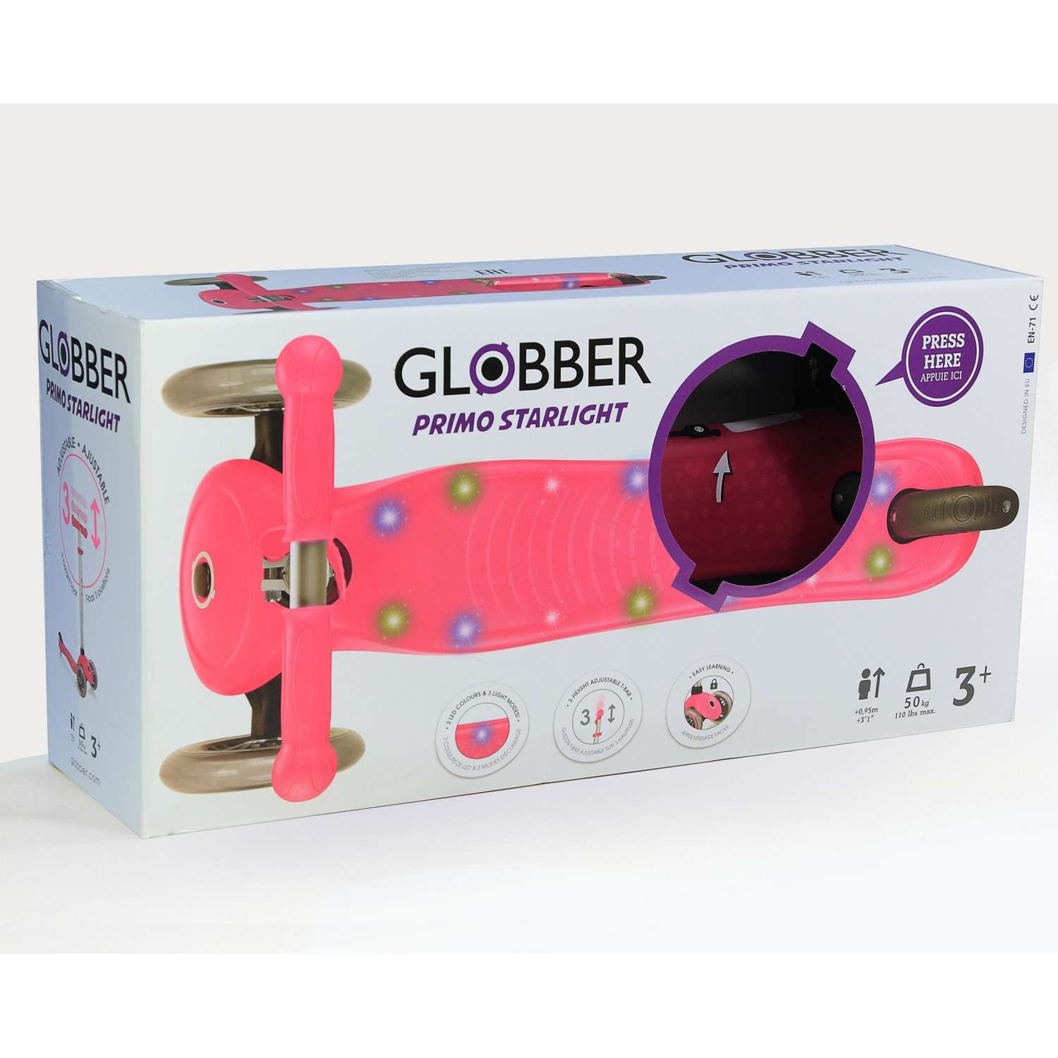 Самокат Globber Primo Starlight Розовый - фото 2