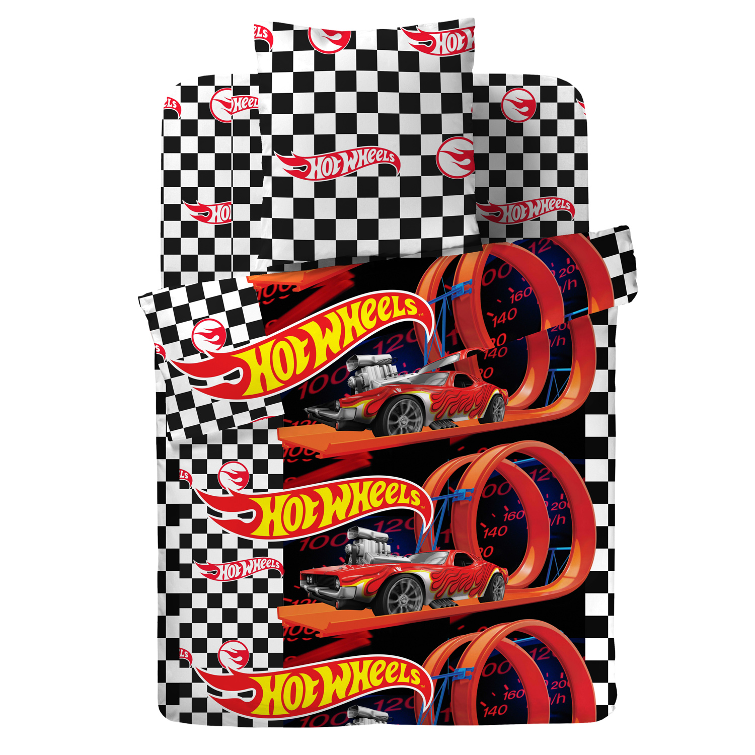 Комплект постельного белья Павлинка Hot wheels бязь 1.5 сп трек - фото 1