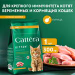 Корм сухой для кошек Cattera полнорационный для котят с 1 месяца, беременных и кормящих кошек с курицей 0,3