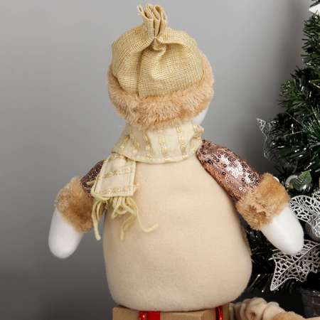 Мягкая игрушка Зимнее волшебство «Снеговик в пайетках длинные ножки» сидит 13х52 см коричневый