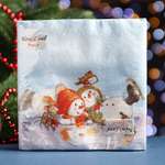 Новогодние салфетки Sima-Land бумажные Fresco «Снеговички» 2 слоя 33*33 см 20 листов