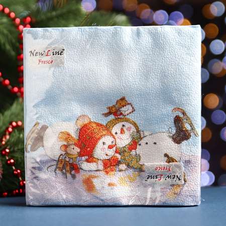 Новогодние салфетки Sima-Land бумажные Fresco «Снеговички» 2 слоя 33*33 см 20 листов