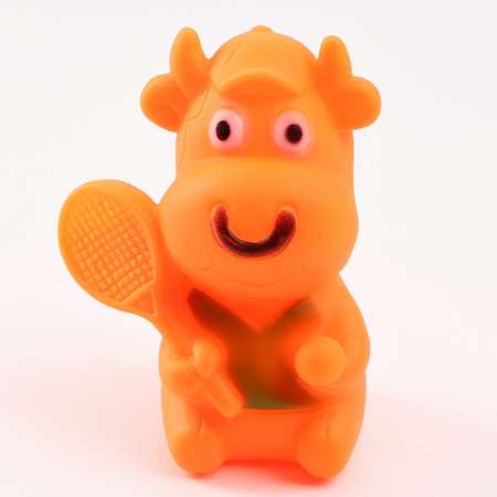 Игрушка Пижон пищащая «Спортивная корова» для собак 10 см оранжевая
